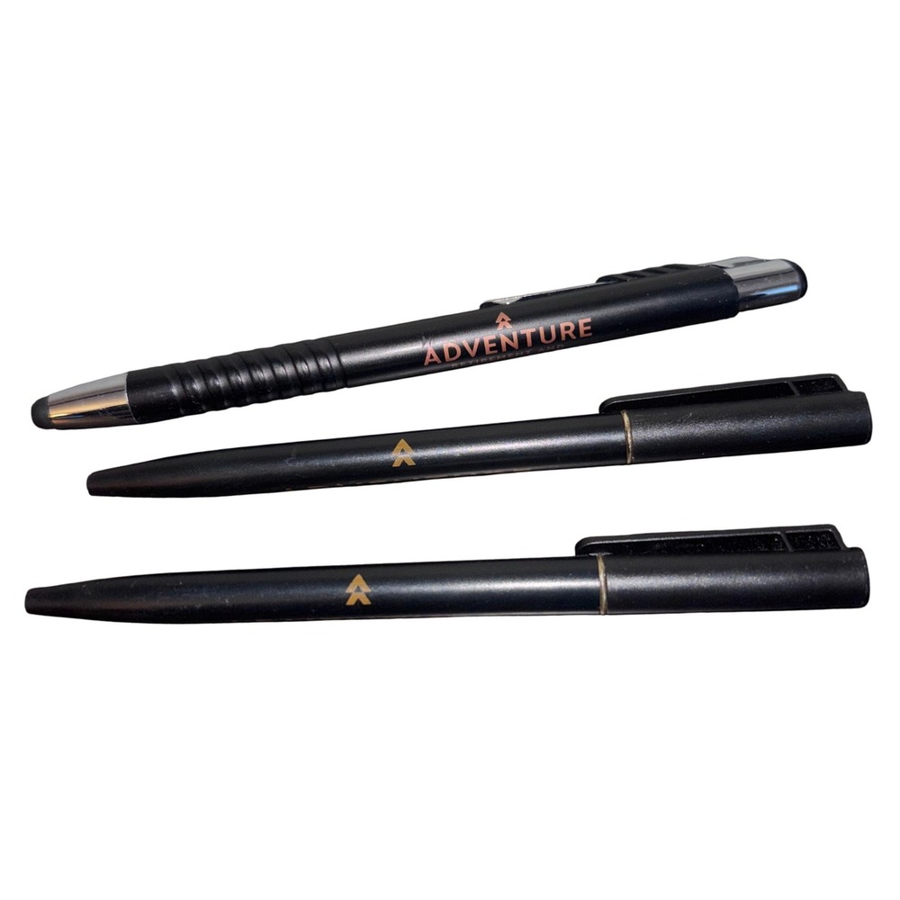 Adventure Credit Union | Two Black, One Blue Ballpoint Pens | Lot of 3 | Works